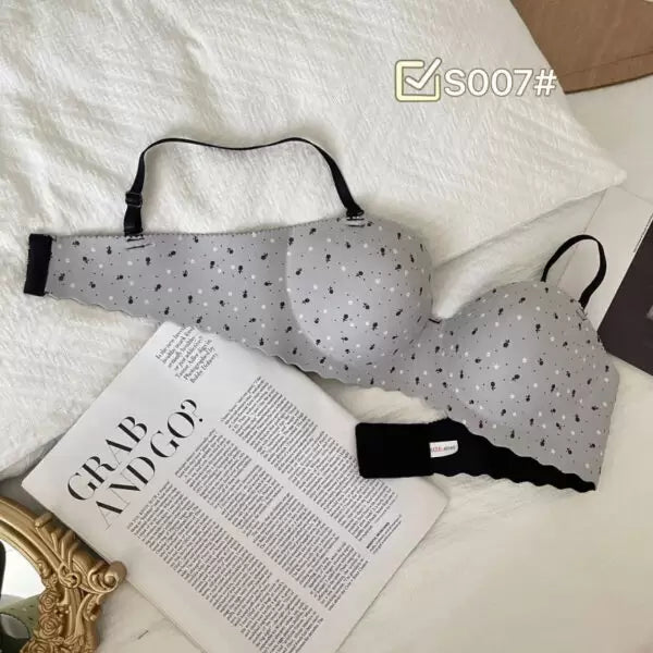 Sweet Printed Half Cup Seamless Push Up Bra