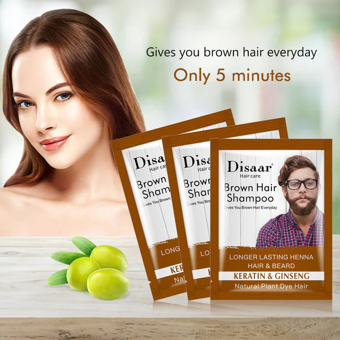 Disaar Natural Brown Hair Dye Shampoo Clean Scalp Nourishing & Organic Shampoo - 25ml