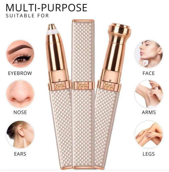 USB Rechargeable 2-in-1 Flawless Facial & Eyebrow Hair Remover Machine with LED Light