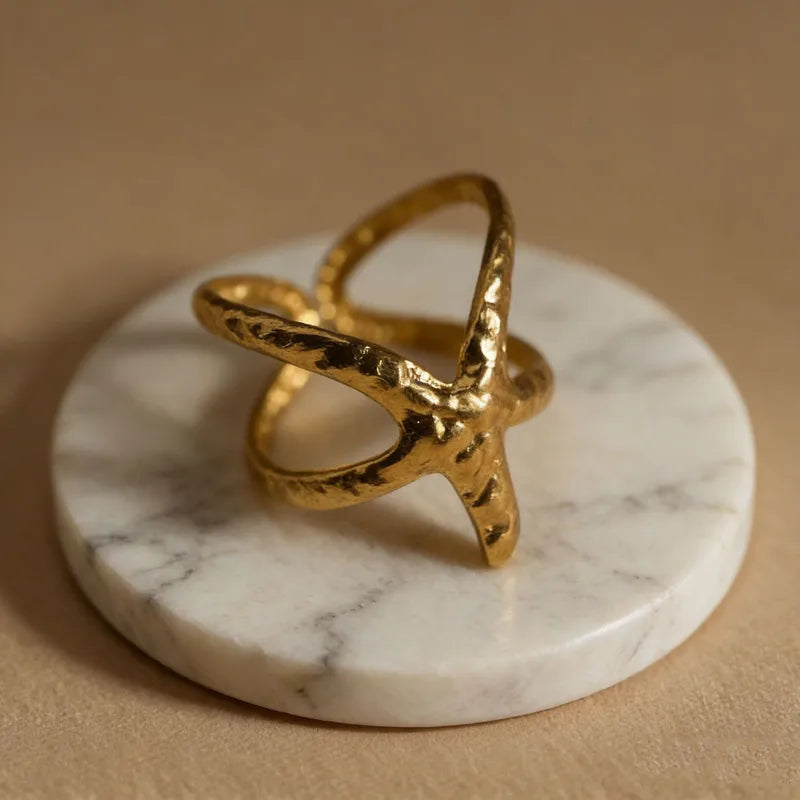 Anti Tarnish Starfish  Adjustable Ring