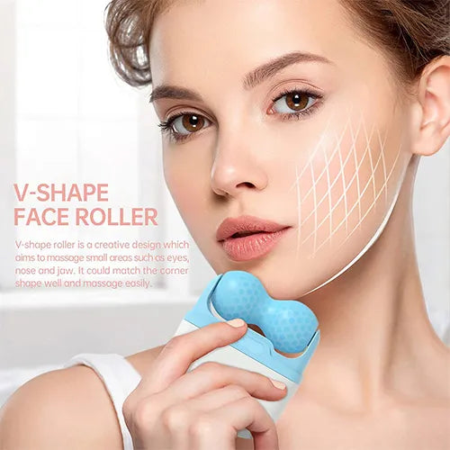 2-in-1 W+V Shaped Face Roller & Cool Ice Body Massager