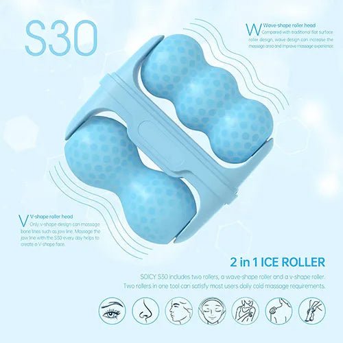 2-in-1 W+V Shaped Face Roller & Cool Ice Body Massager