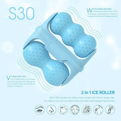 2-in-1 W+V Shaped Face Roller & Cool Ice Body Massager