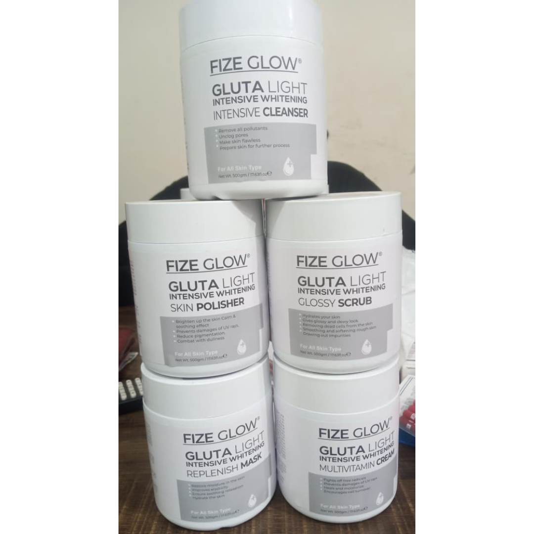 Fize Glow Gluta Light Facial Kit – 5 in 1 Complete Skincare Set -500g Each