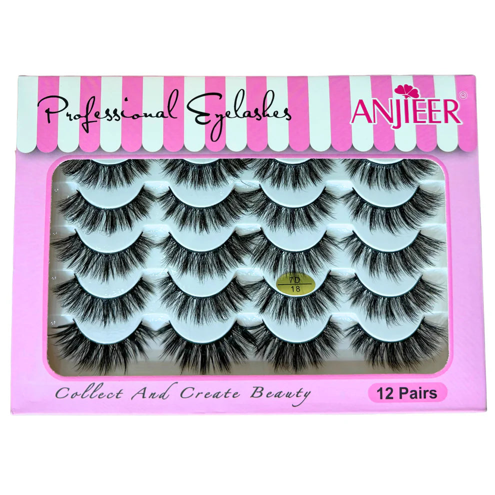 Anjieer 12 Pairs Mink Lashes - Reusable