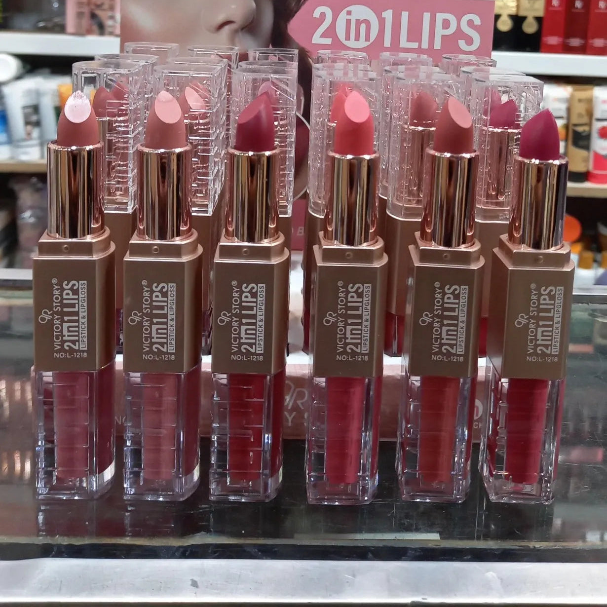 Victory story 2 in 1 Lipstick + Matte Lipgloss (6 Pcs)