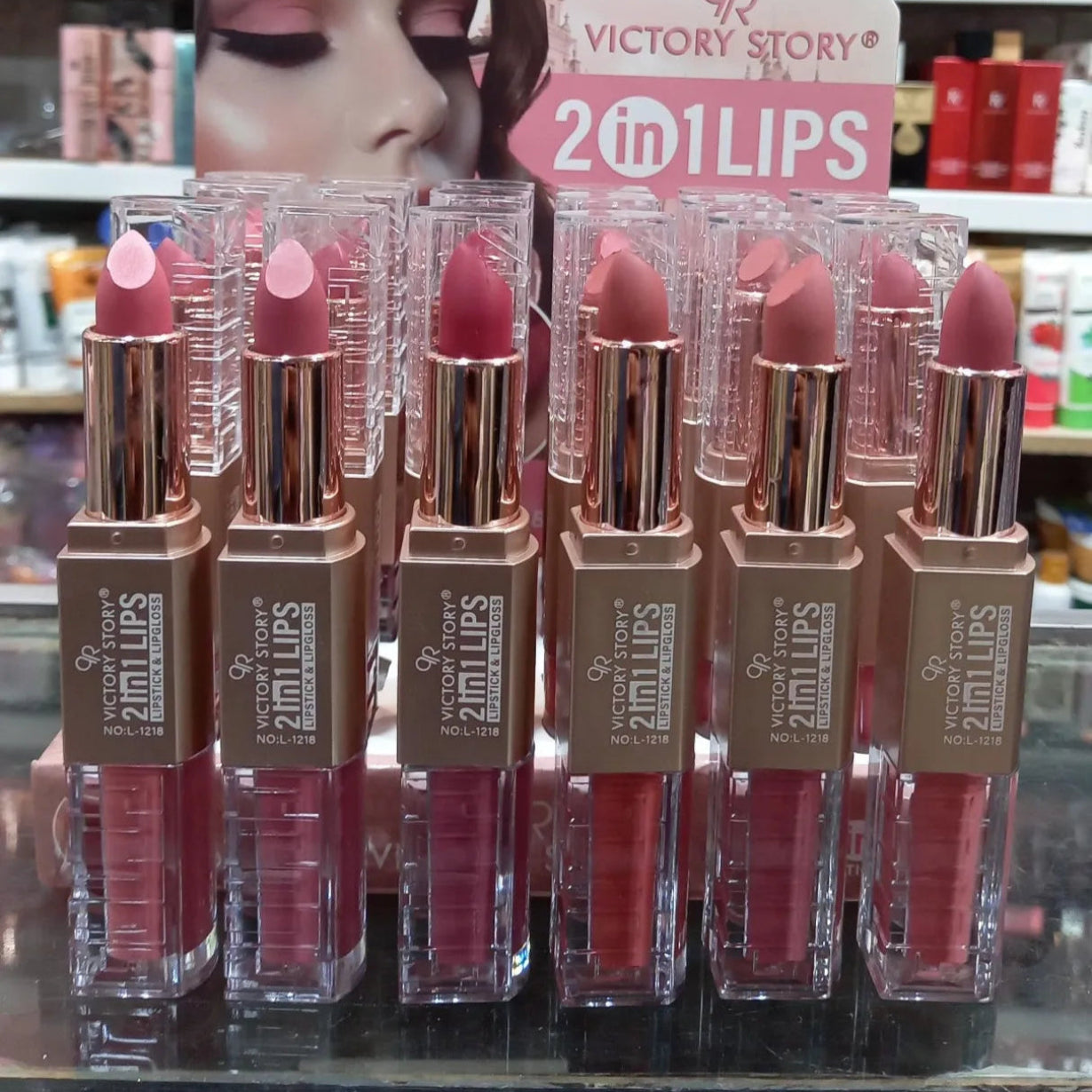 Victory story 2 in 1 Lipstick + Matte Lipgloss (6 Pcs)