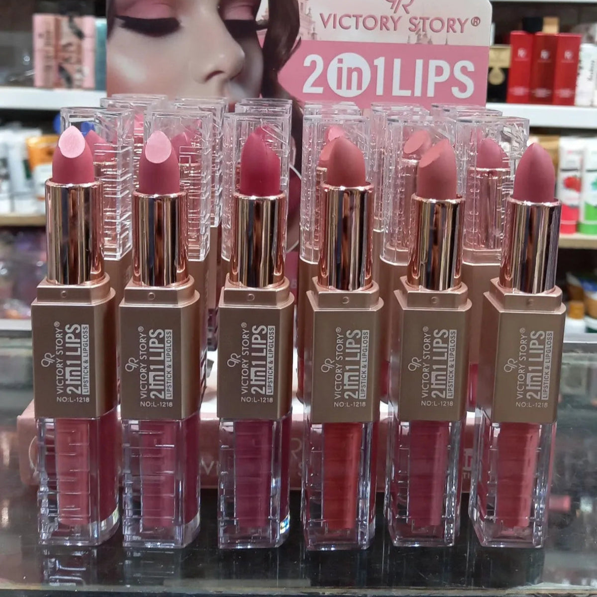 Victory story 2 in 1 Lipstick + Matte Lipgloss (6 Pcs)