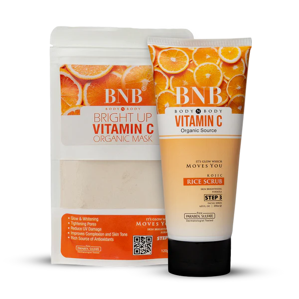 BNB Vitamin C Bright Booster ( Scrub 200ml + Mask 120gm)