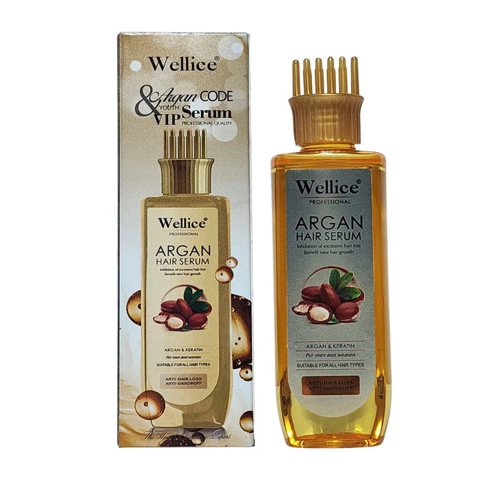 WELLICE Anti hair loss & Anti dandruff Argan Hair Serum With Comb Head 200ml