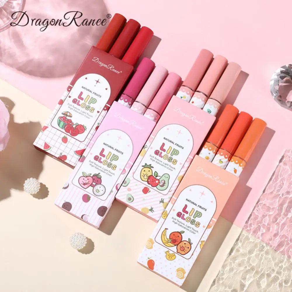 3 Pcs Dragon Ranee Waterproof Long Lasting Lip Gloss Set