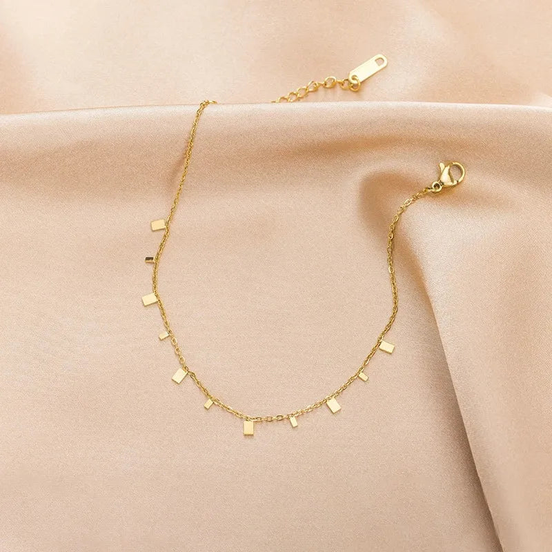 Simple Style Square Pattern Anklet For Women - Each