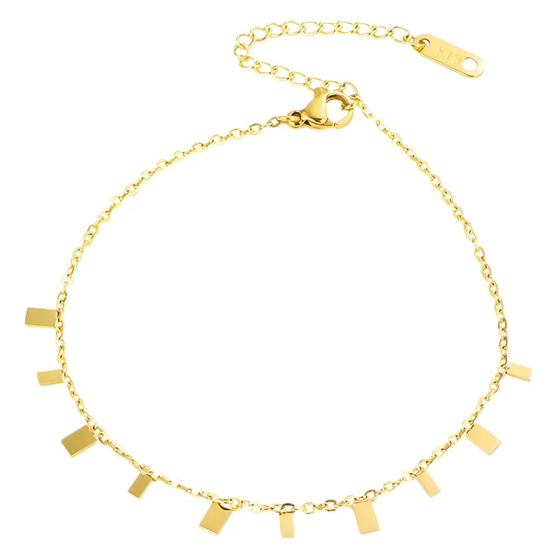 Simple Style Square Pattern Anklet For Women - Each
