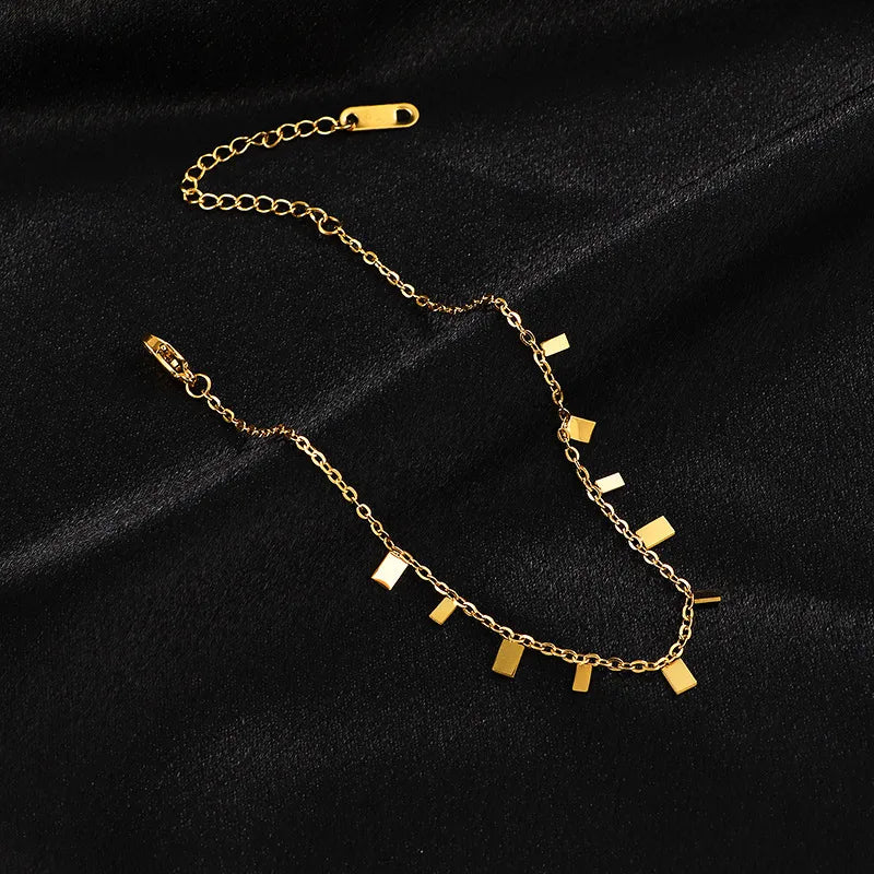 Simple Style Square Pattern Anklet For Women - Each