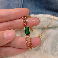 Stainless Steel Green Stone Bracelet