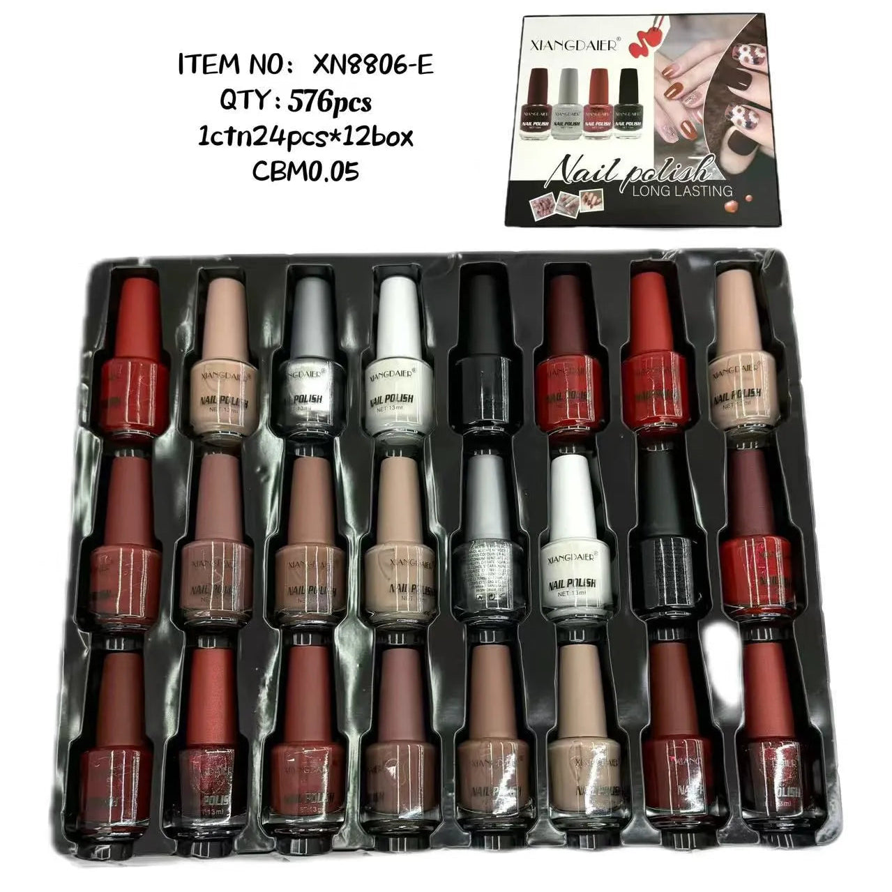 XIANGDAIER Permanent Nail Polish – 24-Piece Box