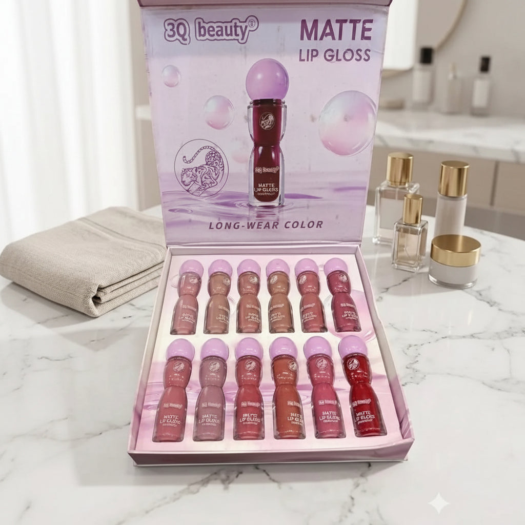 3Q Beauty Matte Long Wear Color Lip Gloss – Pack of 12