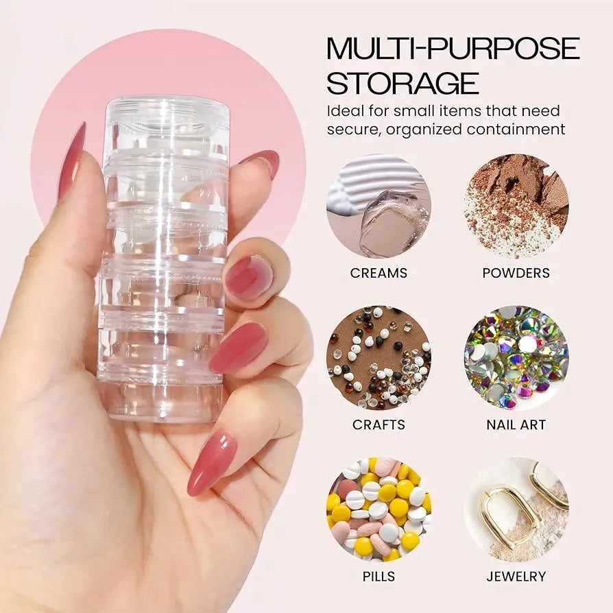 5-Piece Stackable Airtight Clear Plastic Storage Containers with Screw Lids - Each Set