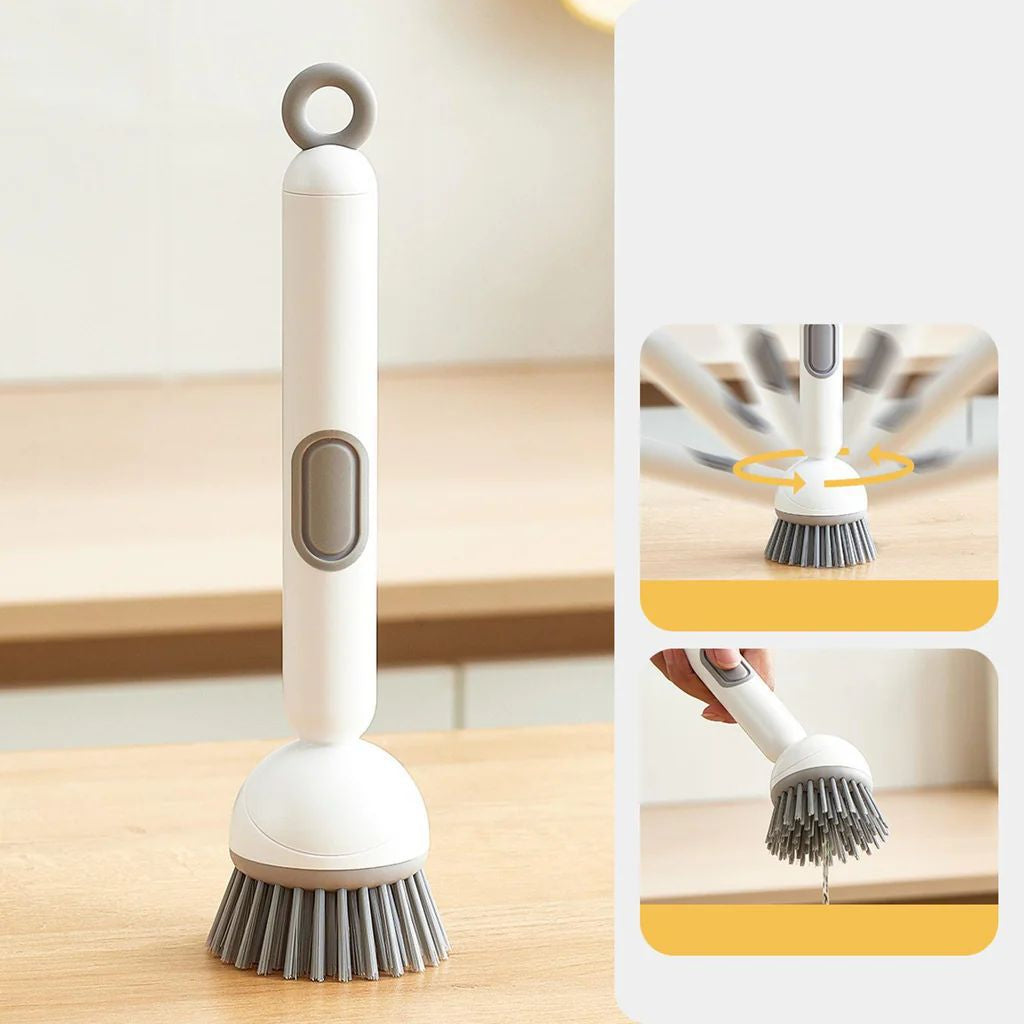 360° Rotating Kitchen Dish Cleaning Brush with Push Soap Dispenser - Each