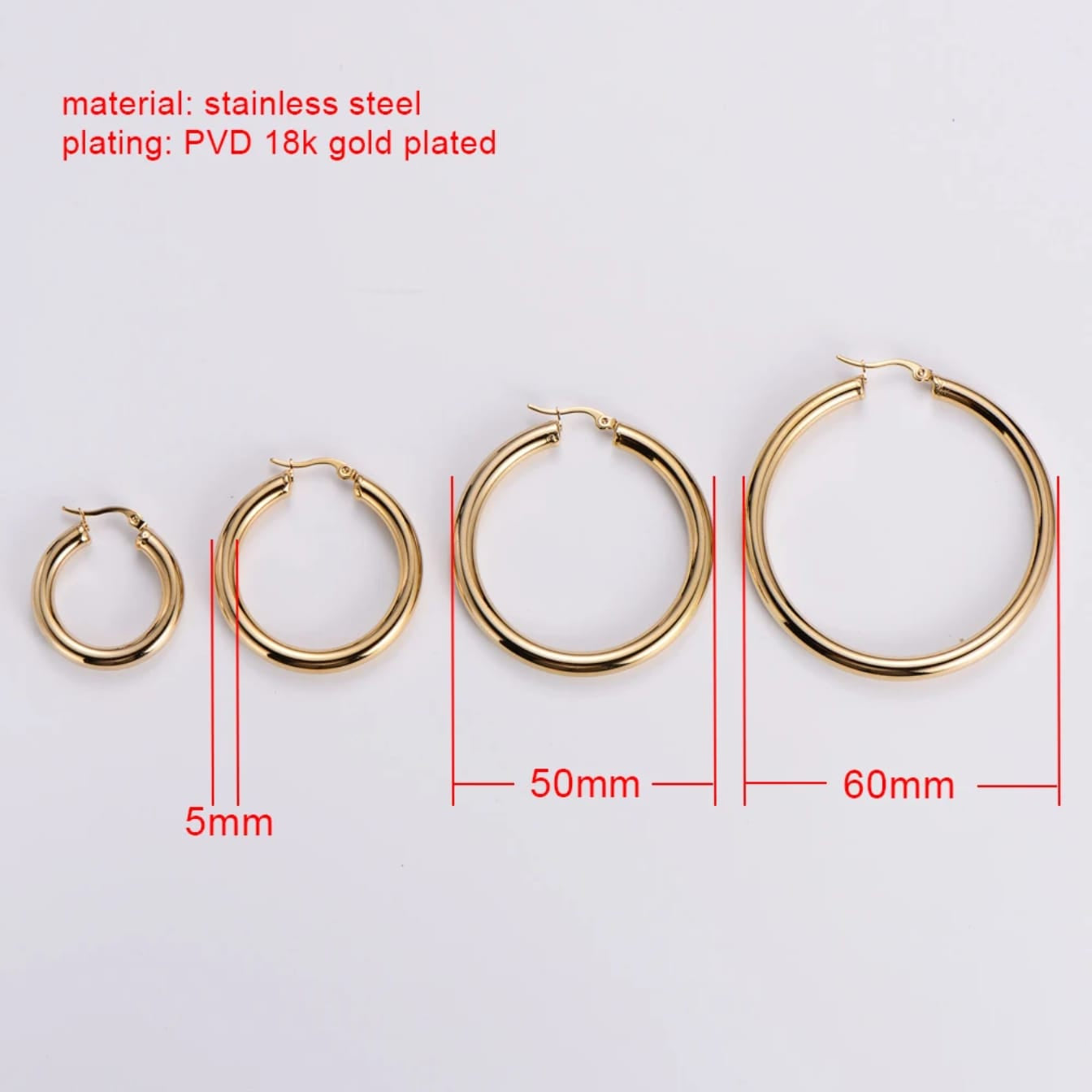Stainless Steel Hollow Chunky Hoop Earrings