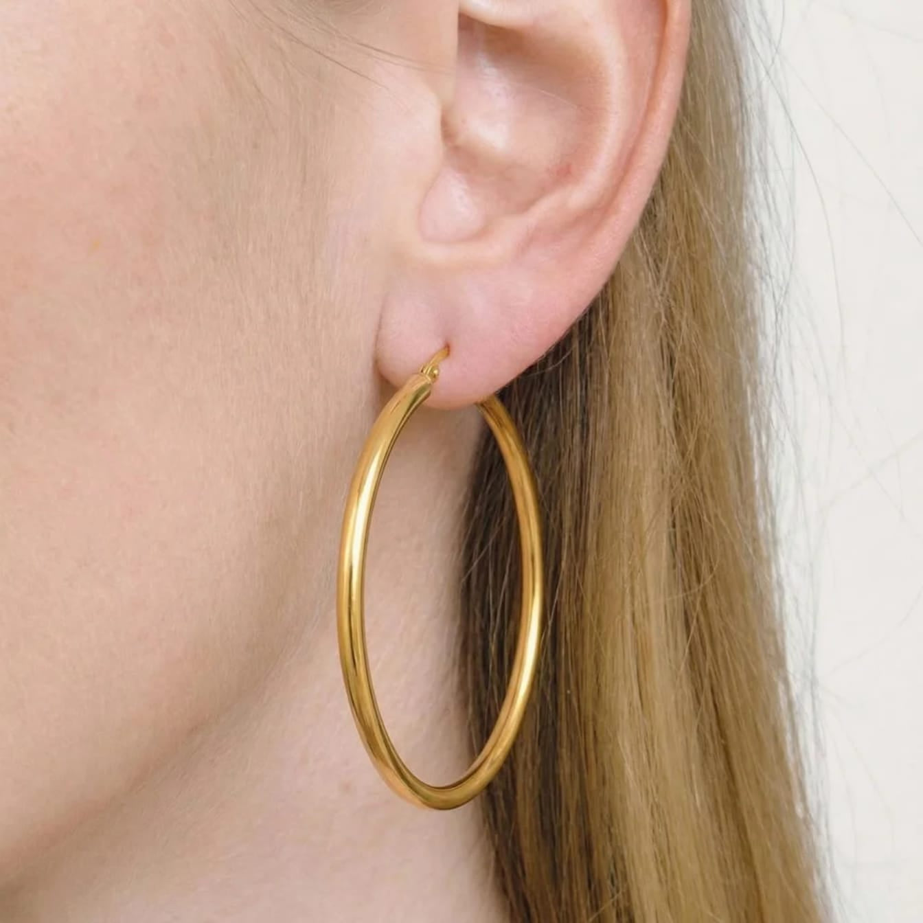 Stainless Steel Hollow Chunky Hoop Earrings
