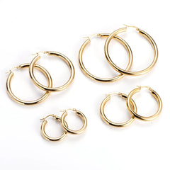 Stainless Steel Hollow Chunky Hoop Earrings