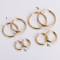 Stainless Steel Hollow Chunky Hoop Earrings