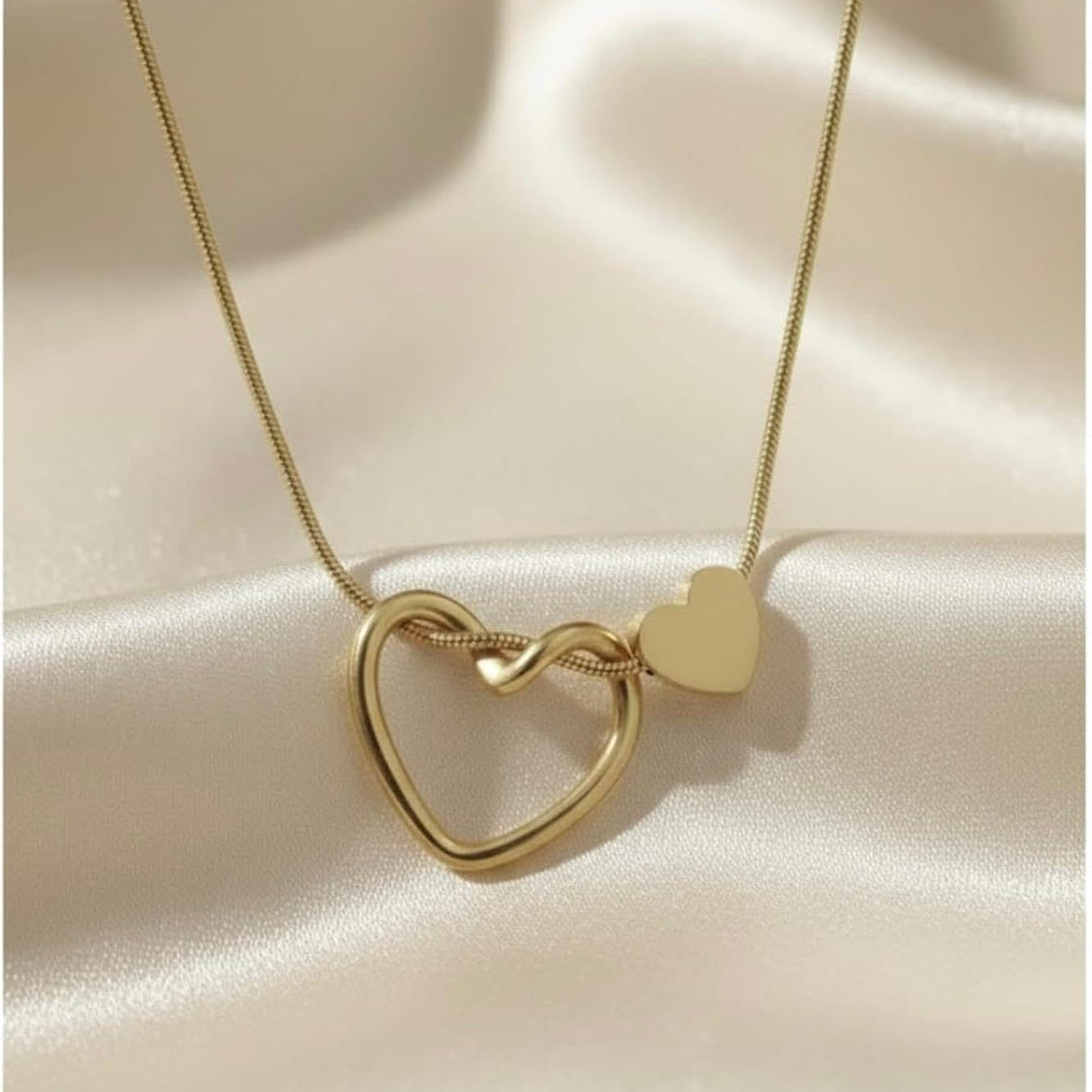 Double Heart Pendant Necklace