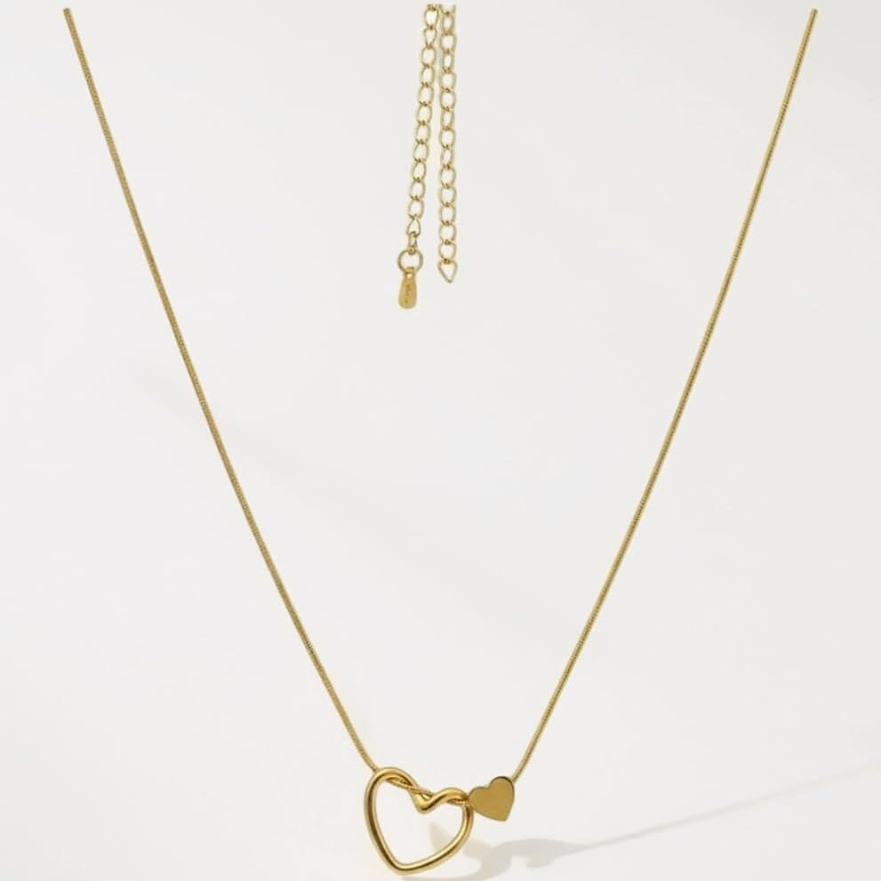 Double Heart Pendant Necklace
