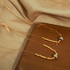 Gold Beaded Crystal Pendant Necklace