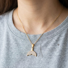 Gold-Tone Mermaid Tail Pendant Necklace