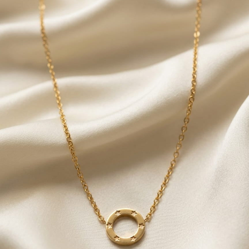 Gold-Tone Star Circle Pendant Necklace