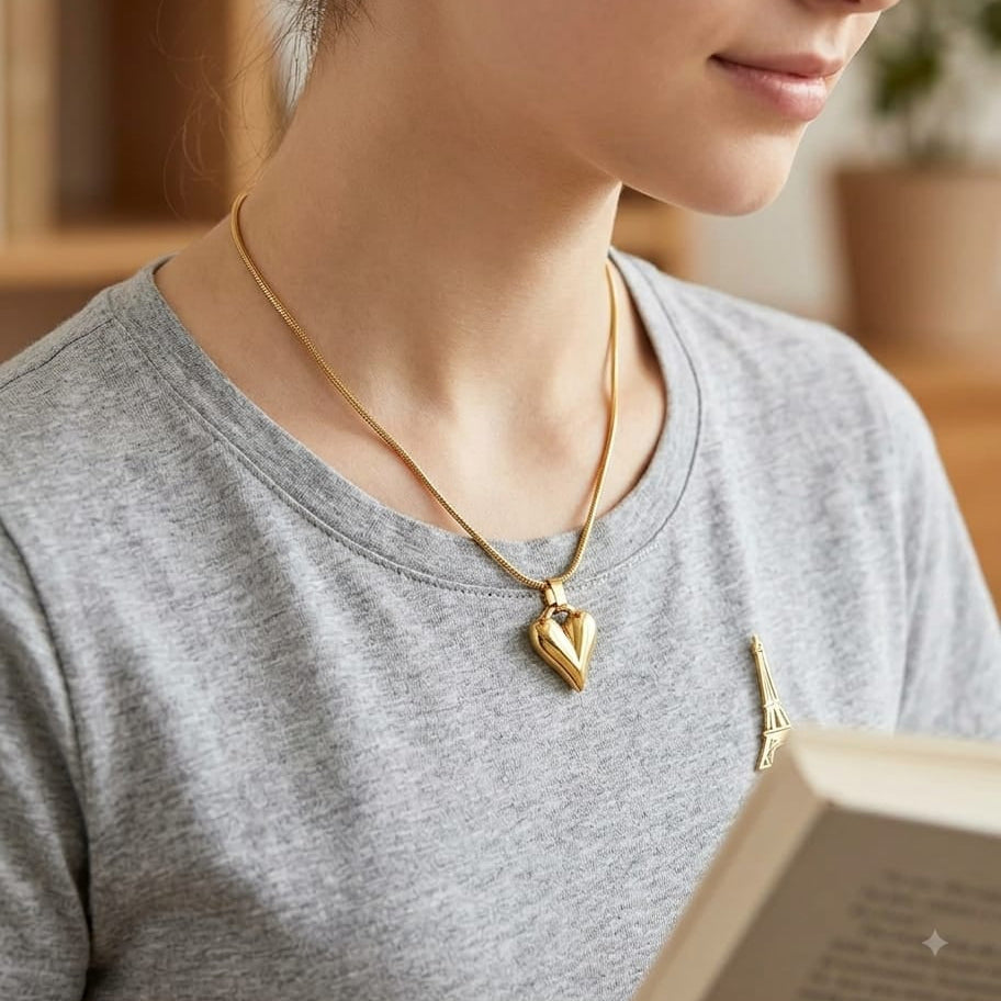 Gold-Tone Heart Pendant Necklace