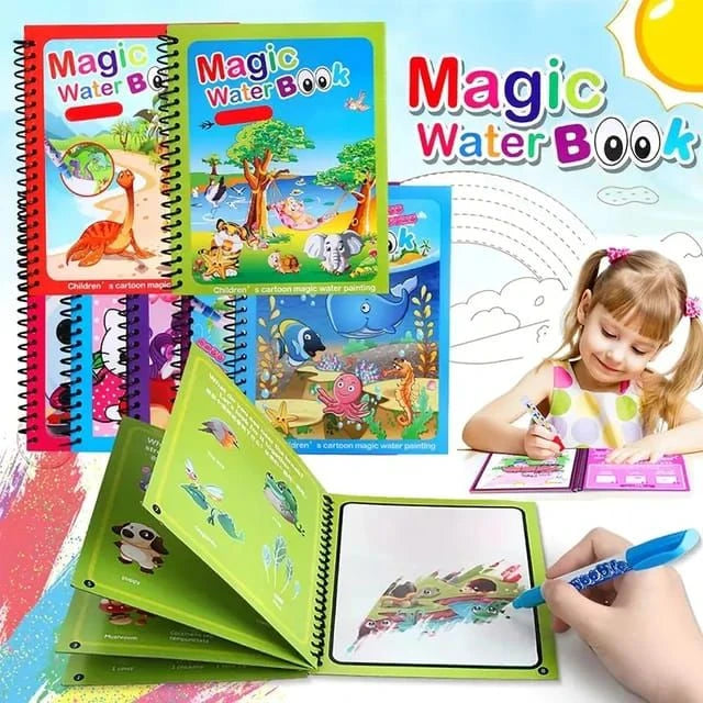 Magic Water Drawing Book, Reusable Coloring Book with Water Pen