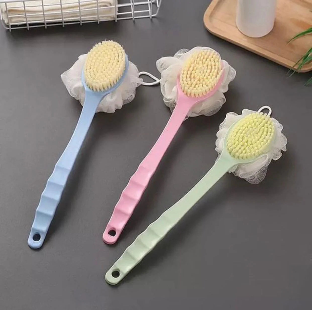 2 In 1 Bathing Scrubbing Long Handle Brush