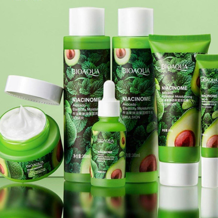 5 Pcs Bioaqua Niacinome Avocado Elasticity Moisturizing Skin Care Set.