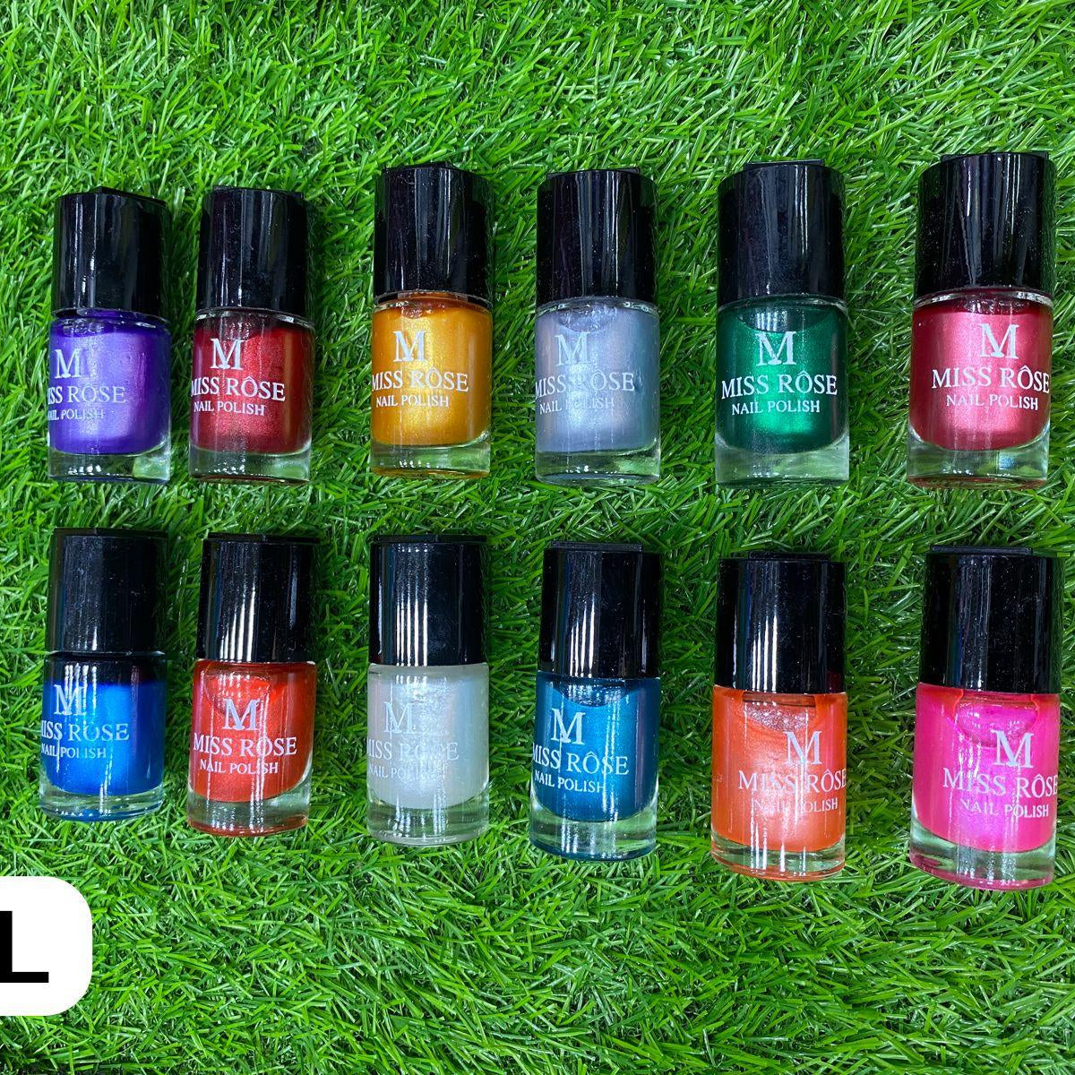 Miss Rose Permanent Nail Polish – Pack of 12