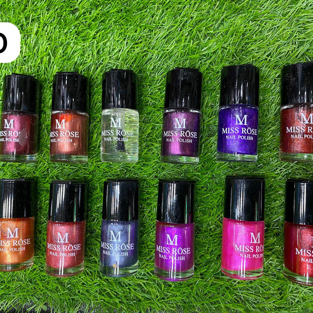 Miss Rose Permanent Nail Polish – Pack of 12
