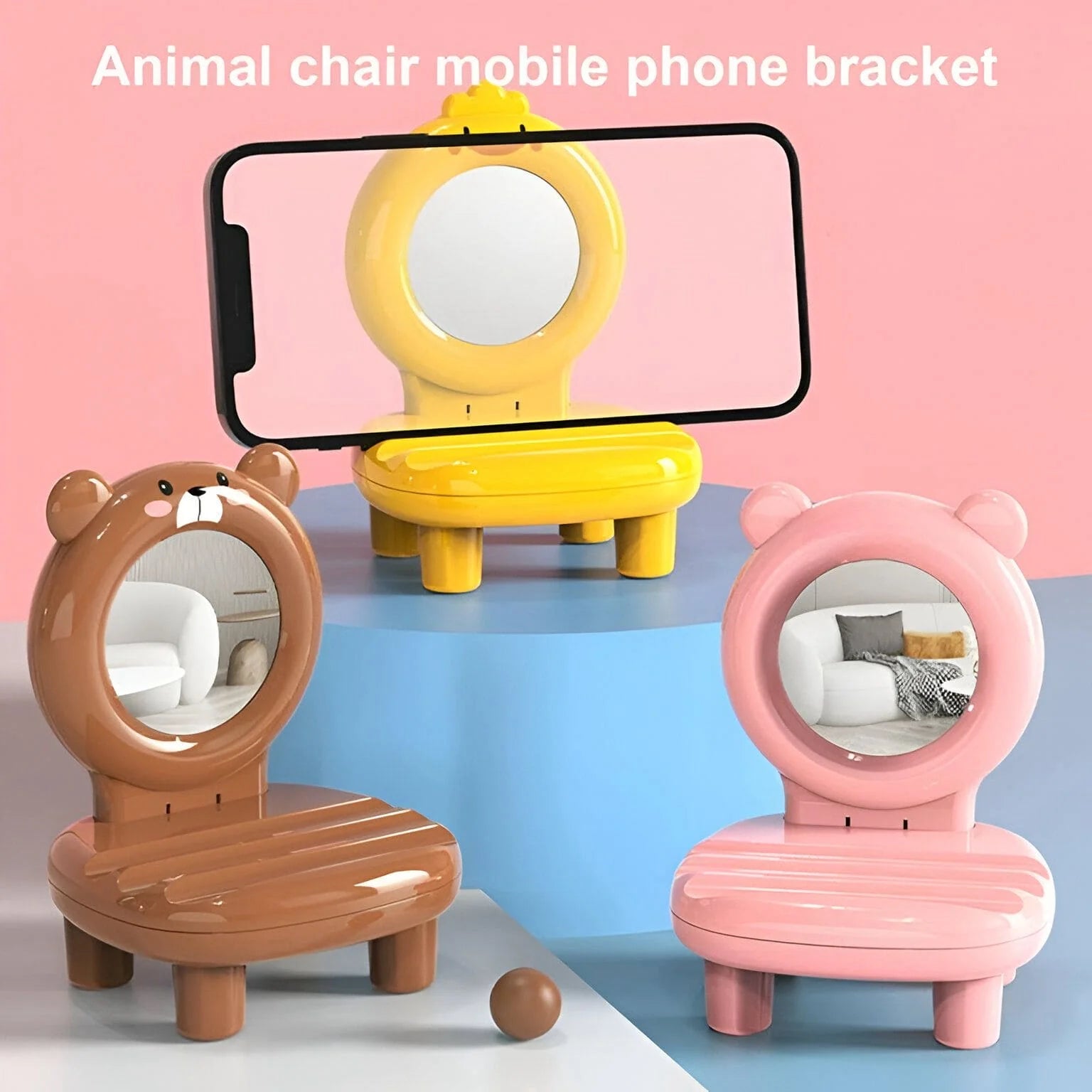 Cute Mobile Phone Chair Table Stand with Mirror