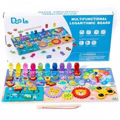 Wooden 8 in 1 Montessori logarithmic Activity Busy Board