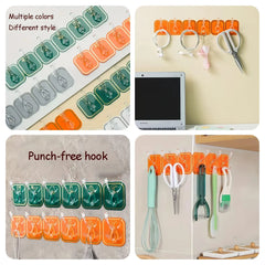 Wall Mounted Punch Free Strong Self Adhesive Stylish 6 Hook