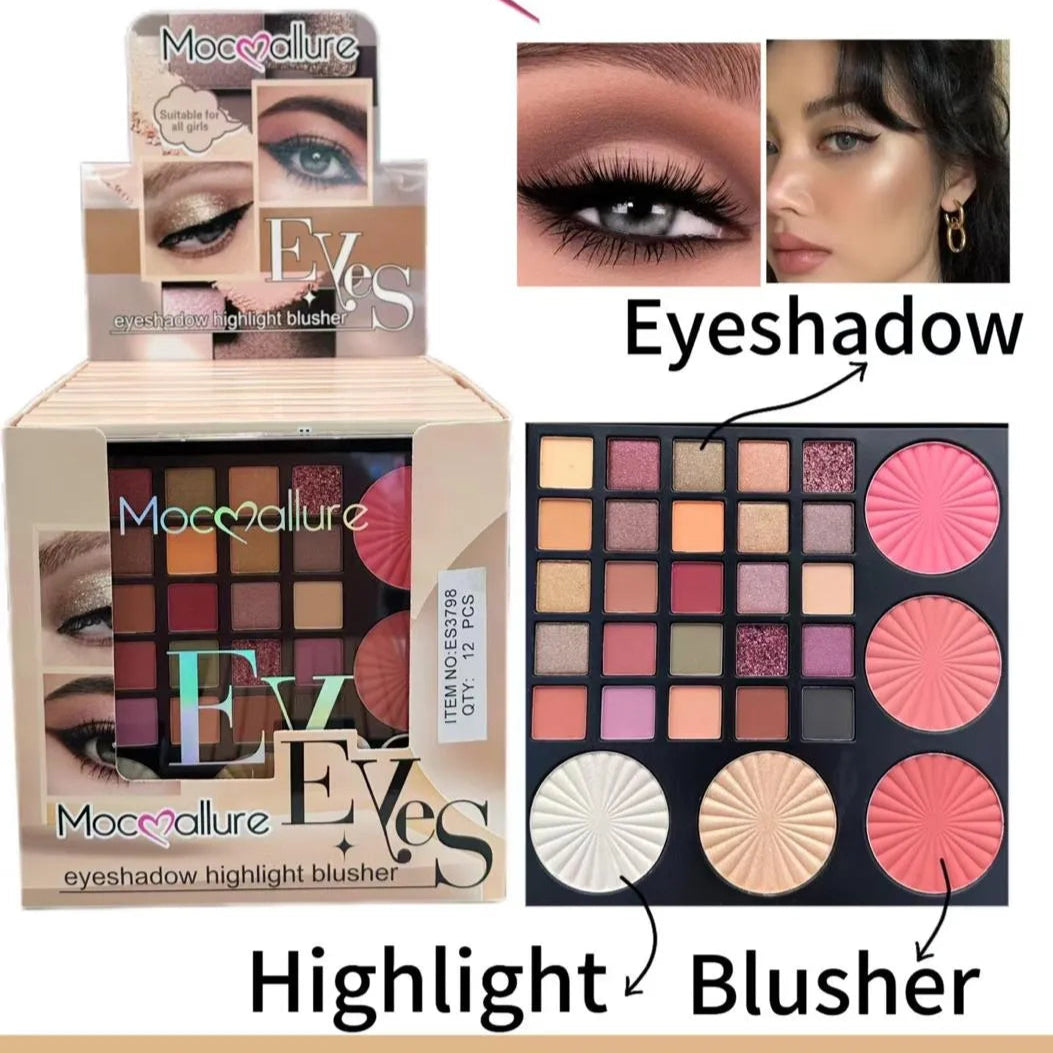 Mocallure 3-in-1 Makeup Book Palette (highlighter, blush, eyeshadow)