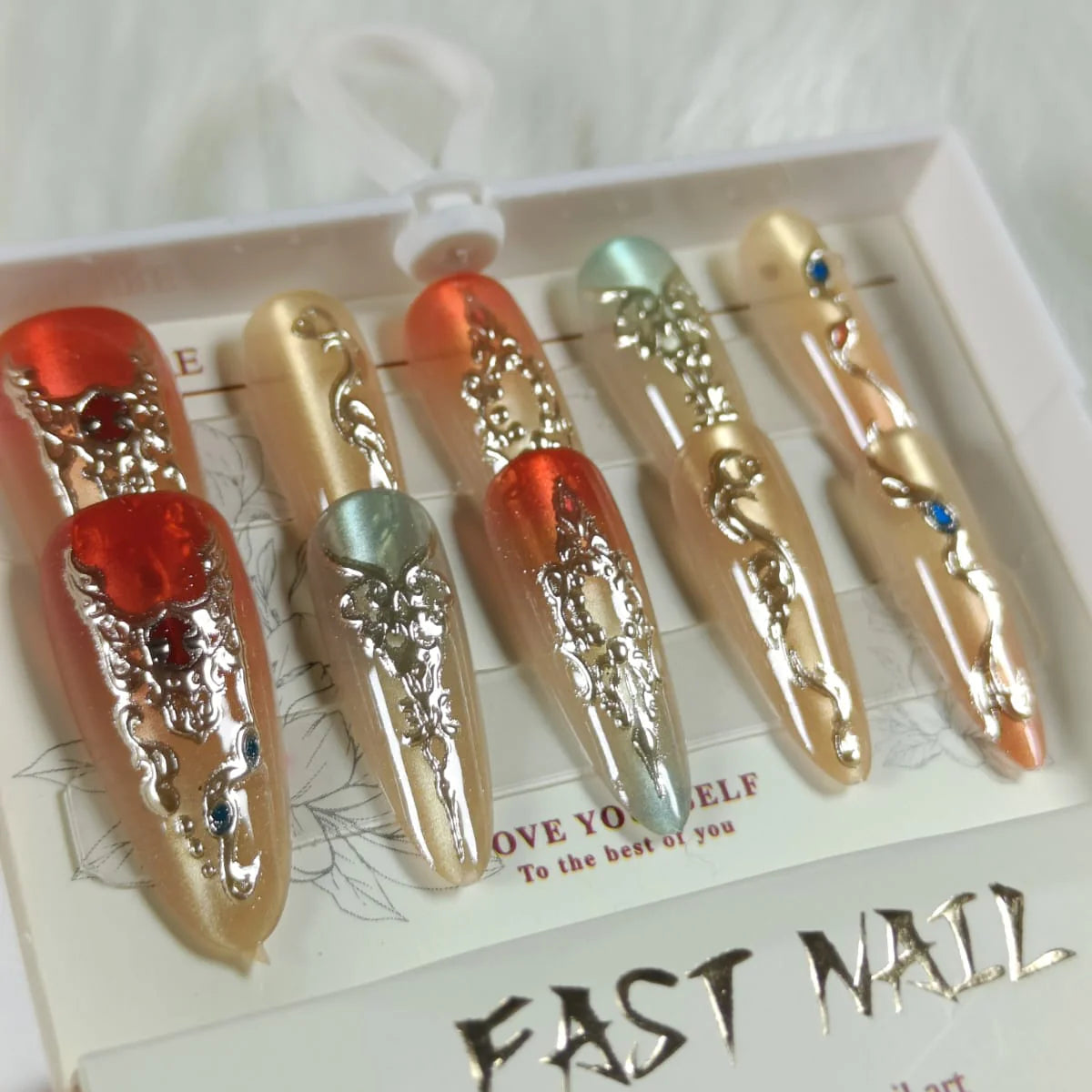 Cat Eye Fake Nails Handmade