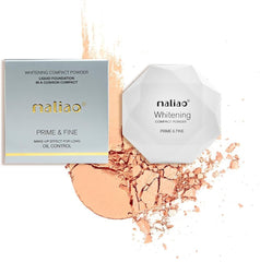 Maliao Whitening Compact Powder | Prime & Fine Makeup Effect | Long-Lasting Oil Control | Smooth Finish | Lightweight Formula | Ideal for All Skin Types