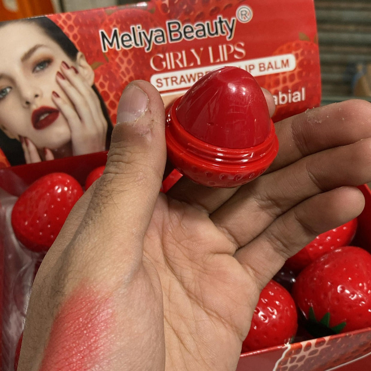 Meliya Beauty Strawberry Lip Balm – Fruity Hydration in a Strawberry-Shaped Case