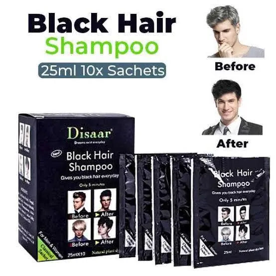 Disaar Black Hair Dye Shampoo Sachet – Pack of 10 Pcs