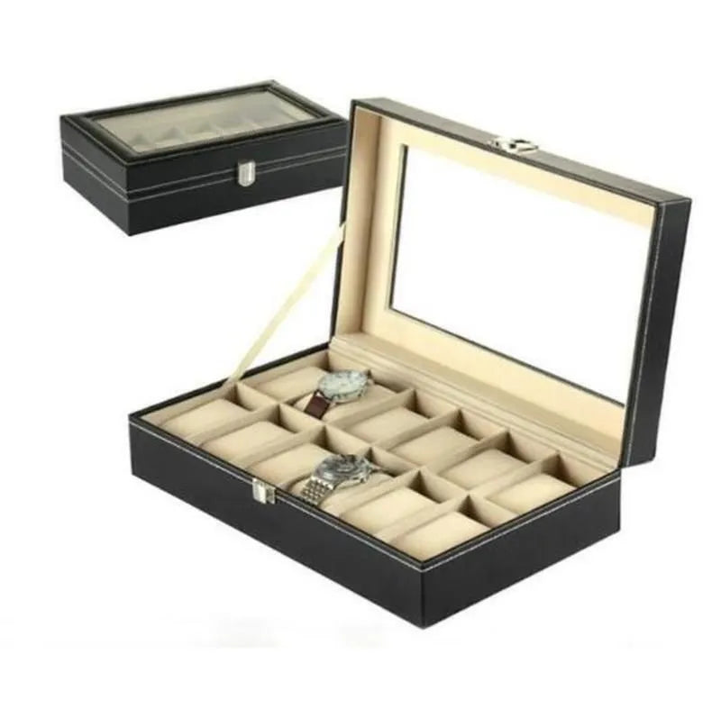 12 Slot Watch Storage Box – Elegant Leather Case for Watch Collection