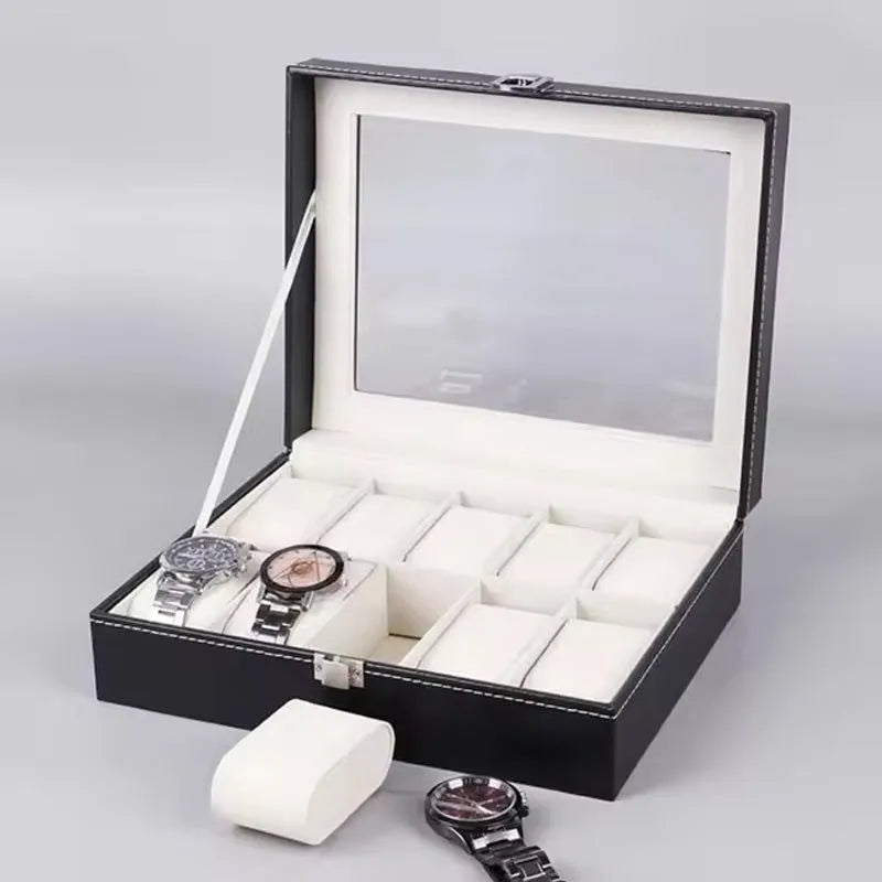 10 Slots Leather Box Watch Holder – Elegant Storage for Your Watch Collection