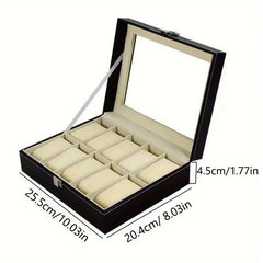 10 Slots Leather Box Watch Holder – Elegant Storage for Your Watch Collection