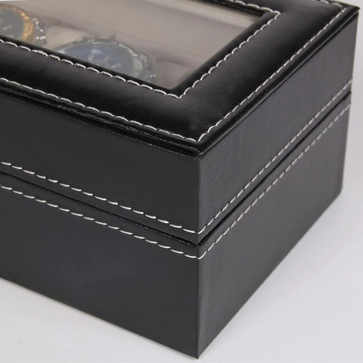 3 Slots Leather Box Watch Holder – Compact & Elegant Storage